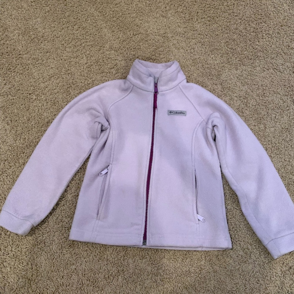 Light purple girls Columbia fleece jacket size S (7/8)